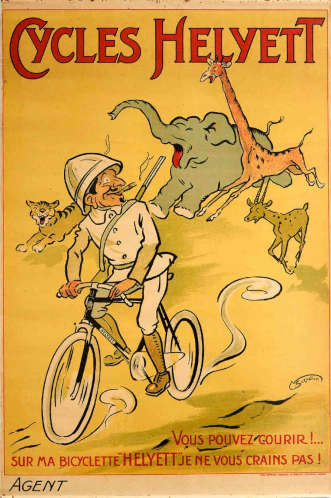 Cycles Helyett Safari Vintage Retro Advert Poster A4 Photo Print