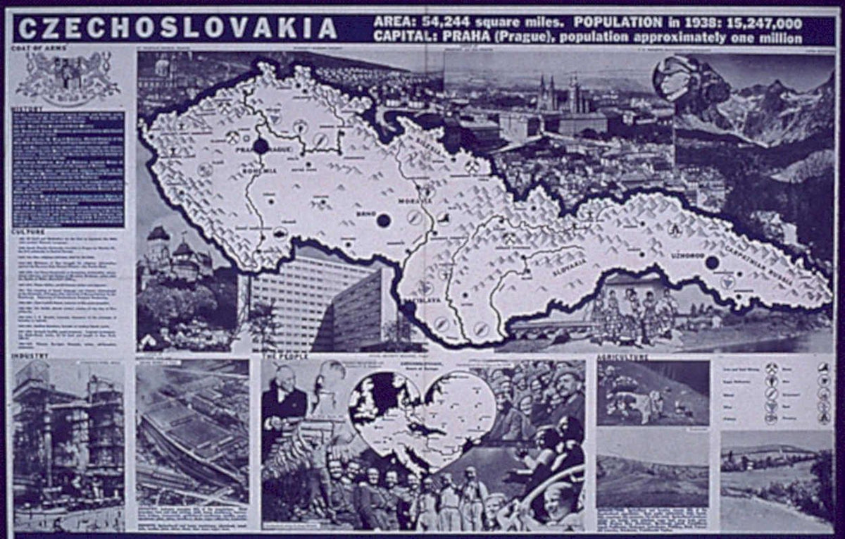 Czechoslovakia Map Poster Vintage Retro Advert Poster A4 Photo Print