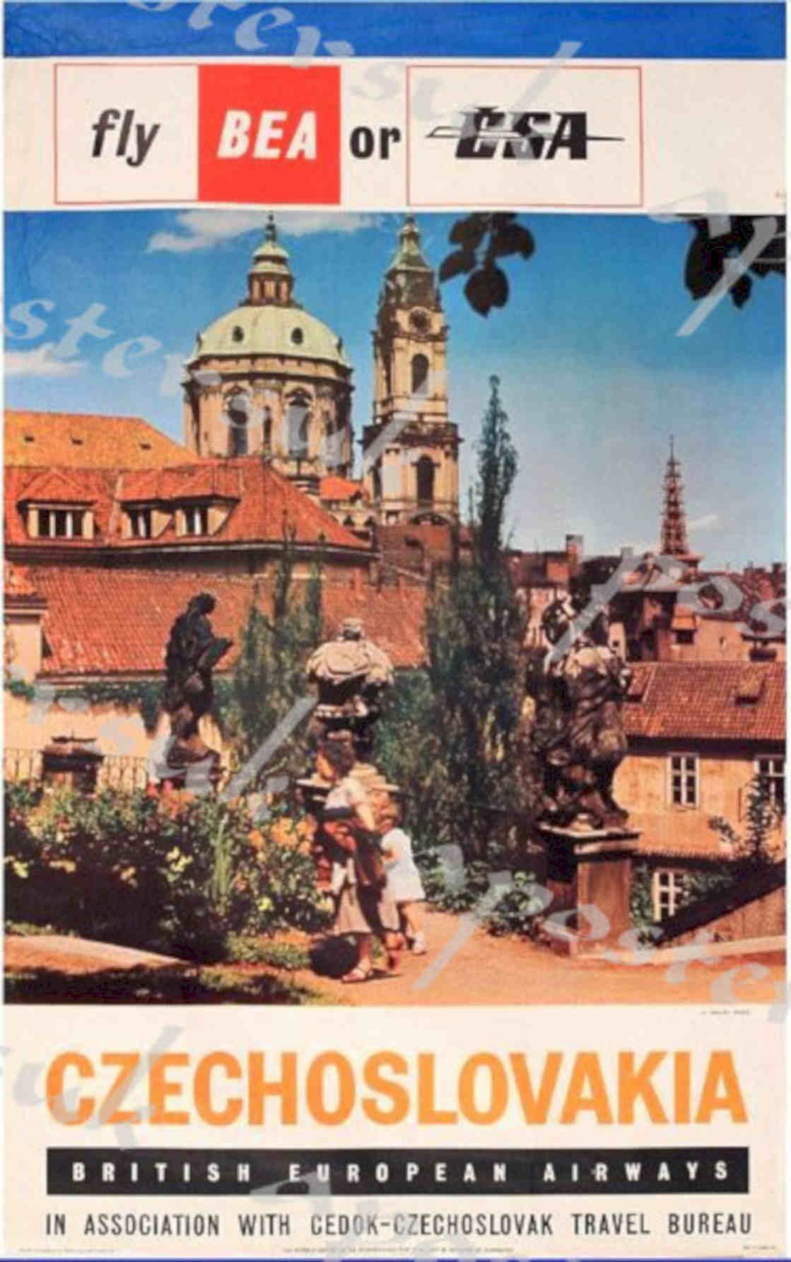 Czechoslovakia Prague Clock Vintage Retro Advert Poster A4 Photo Print