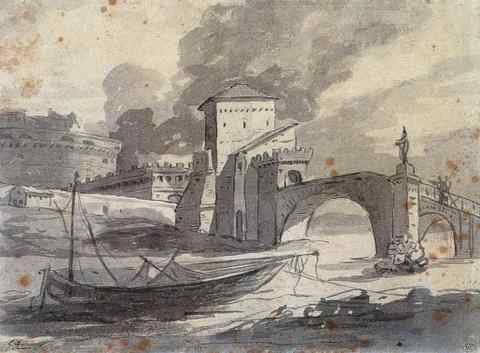 DAVID Jacques Louis View of the Tiber and Castel St Angelo A4 Photo Print