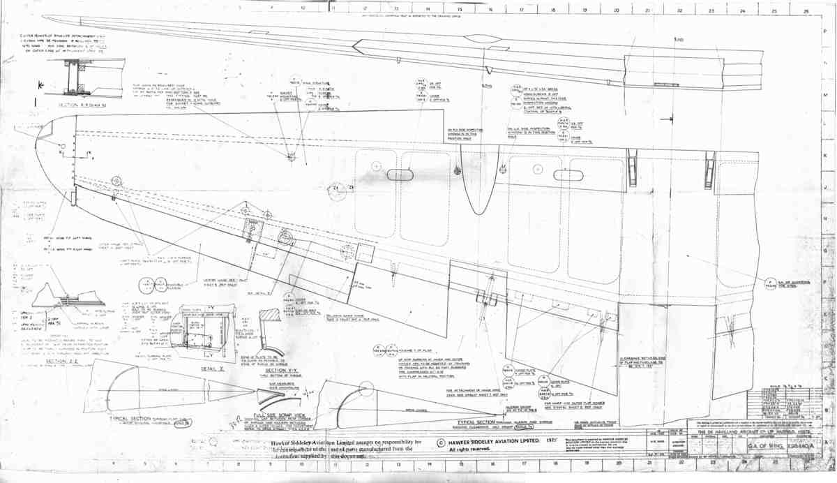 DH Mosquito Blueprints GA of wing E98440A A4 Photo Print