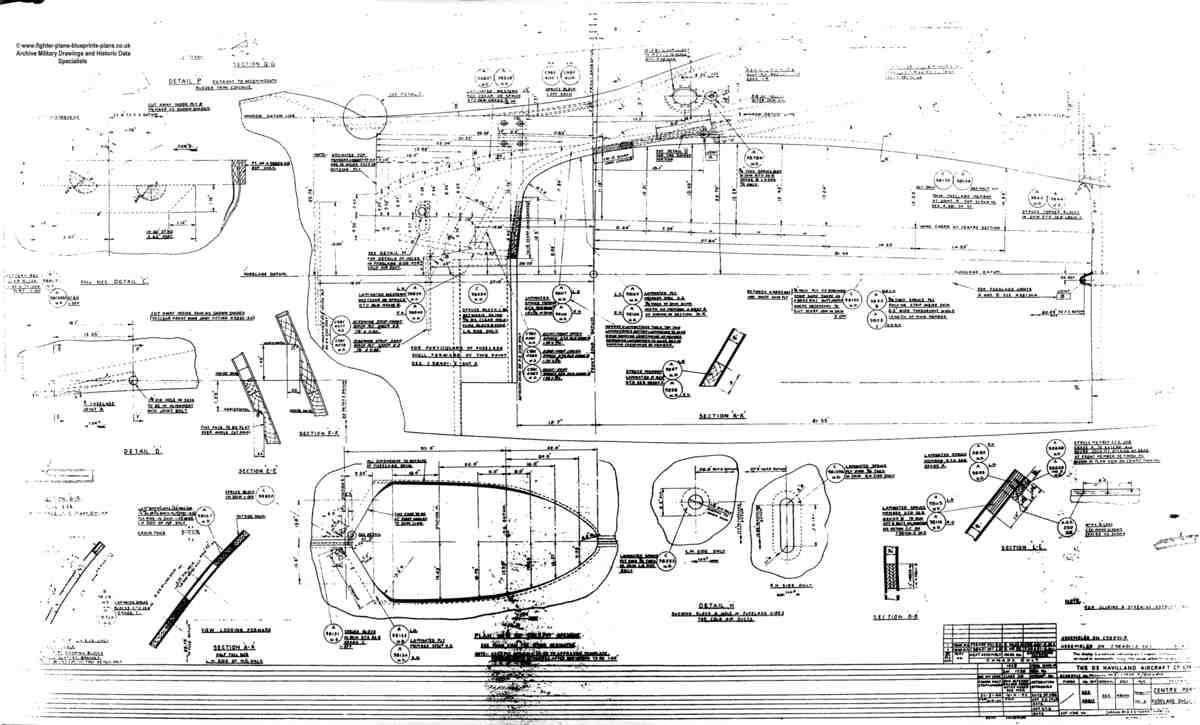 DH Mosquito Blueprints centre fuselage shell A4 Photo Print