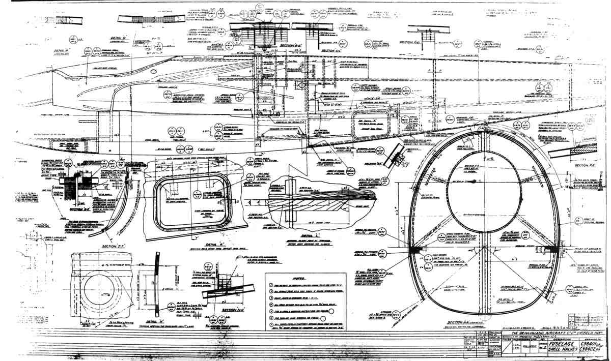 DH Mosquito Blueprints fuselage shell  halves A4 Photo Print