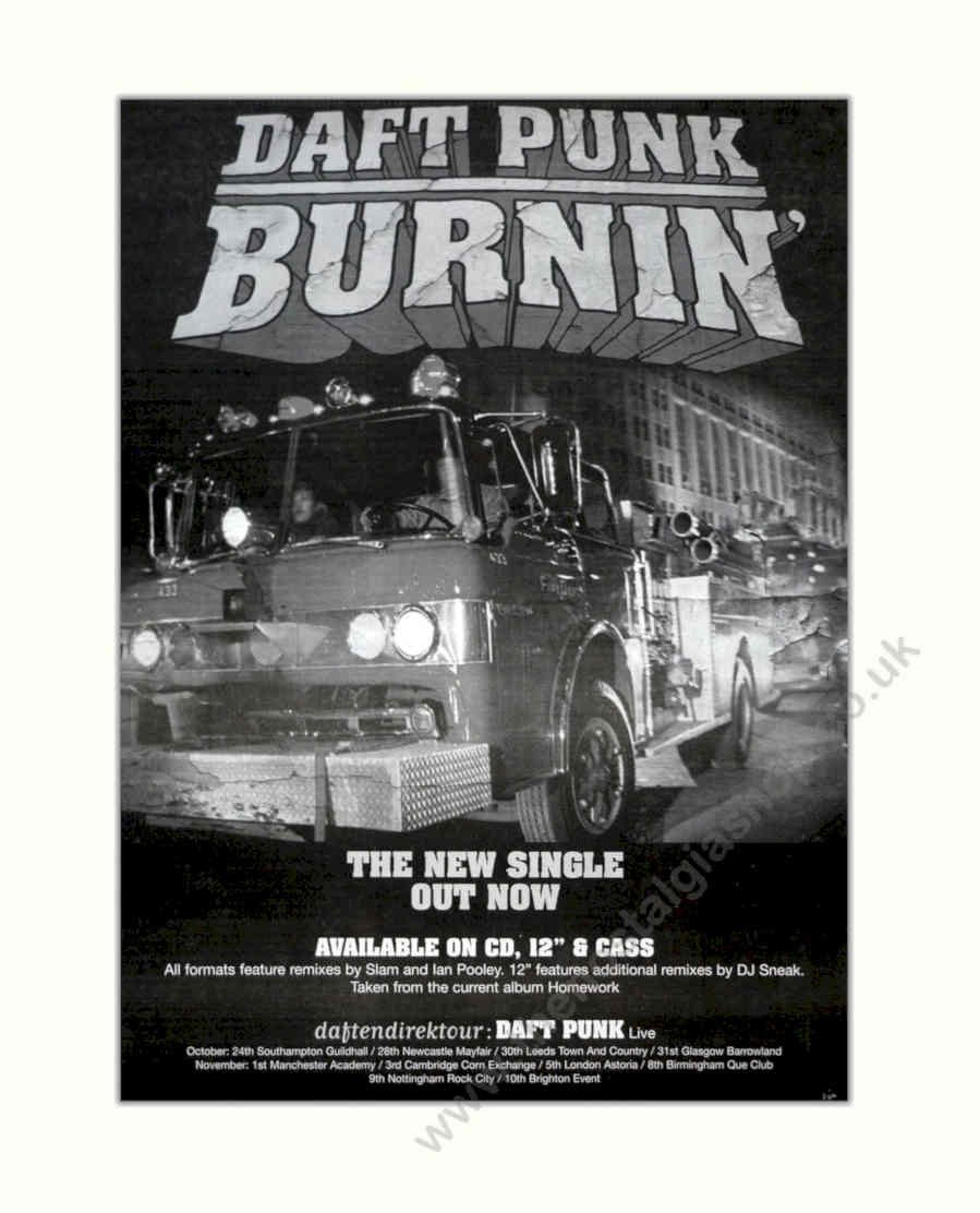 Daft Punk Burning Vintage Retro Advert Poster A4 Photo Print