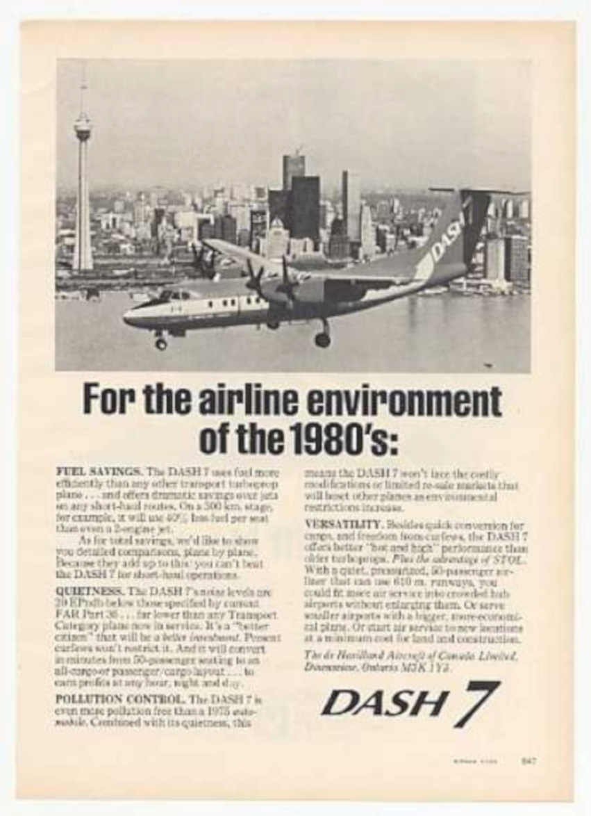 Dah7 Dash7 Plane Vintage Retro Advert Ads A4 Photo Print