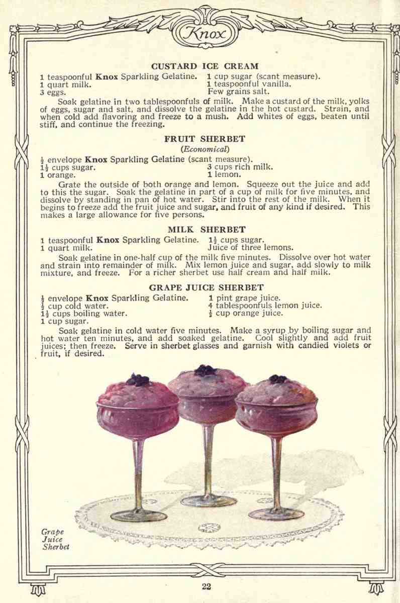 Dainty Deserts for Dainty People c1915 Grape Juice Sherbert A4 Photo Print