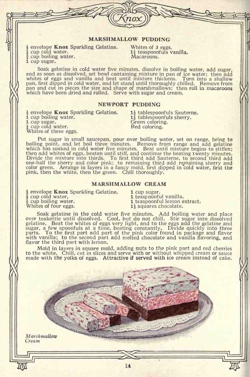 Dainty Deserts for Dainty People c1915 Marshmallow Cream A4 Photo Print