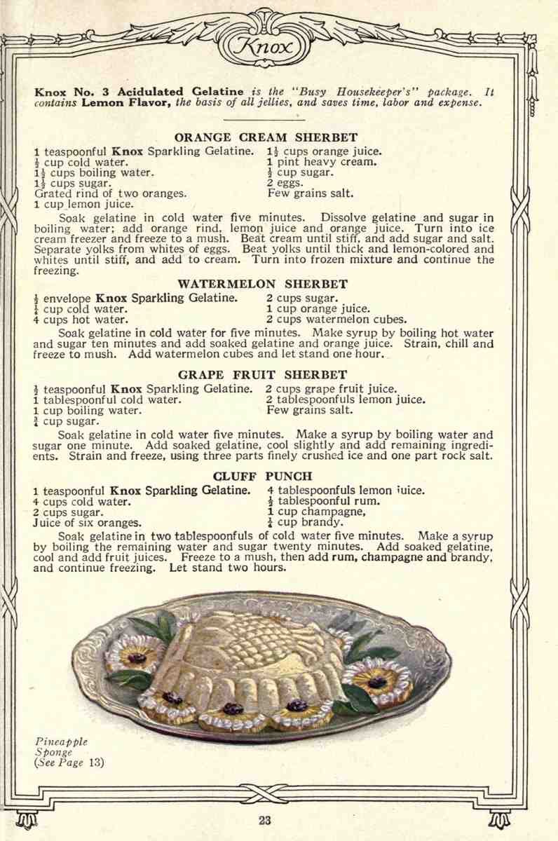 Dainty Deserts for Dainty People c1915 Pineapple Sponge A4 Photo Print