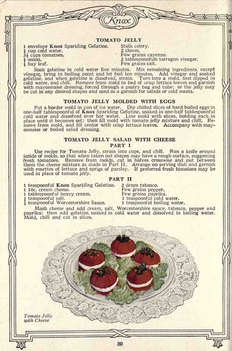 Dainty Deserts for Dainty People c1915 Tomato Jelly with Cheese A4 Photo Print