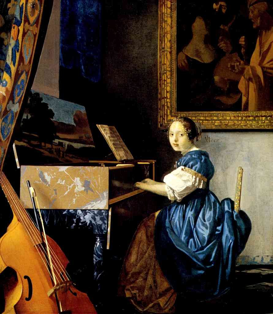 Dame On Spinet Vermeer A4 Photo Print