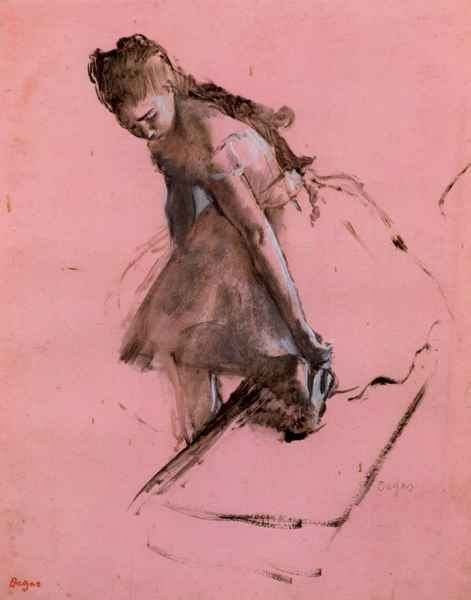 Dancer slipping on her shoe by Degas A4 Photo Print