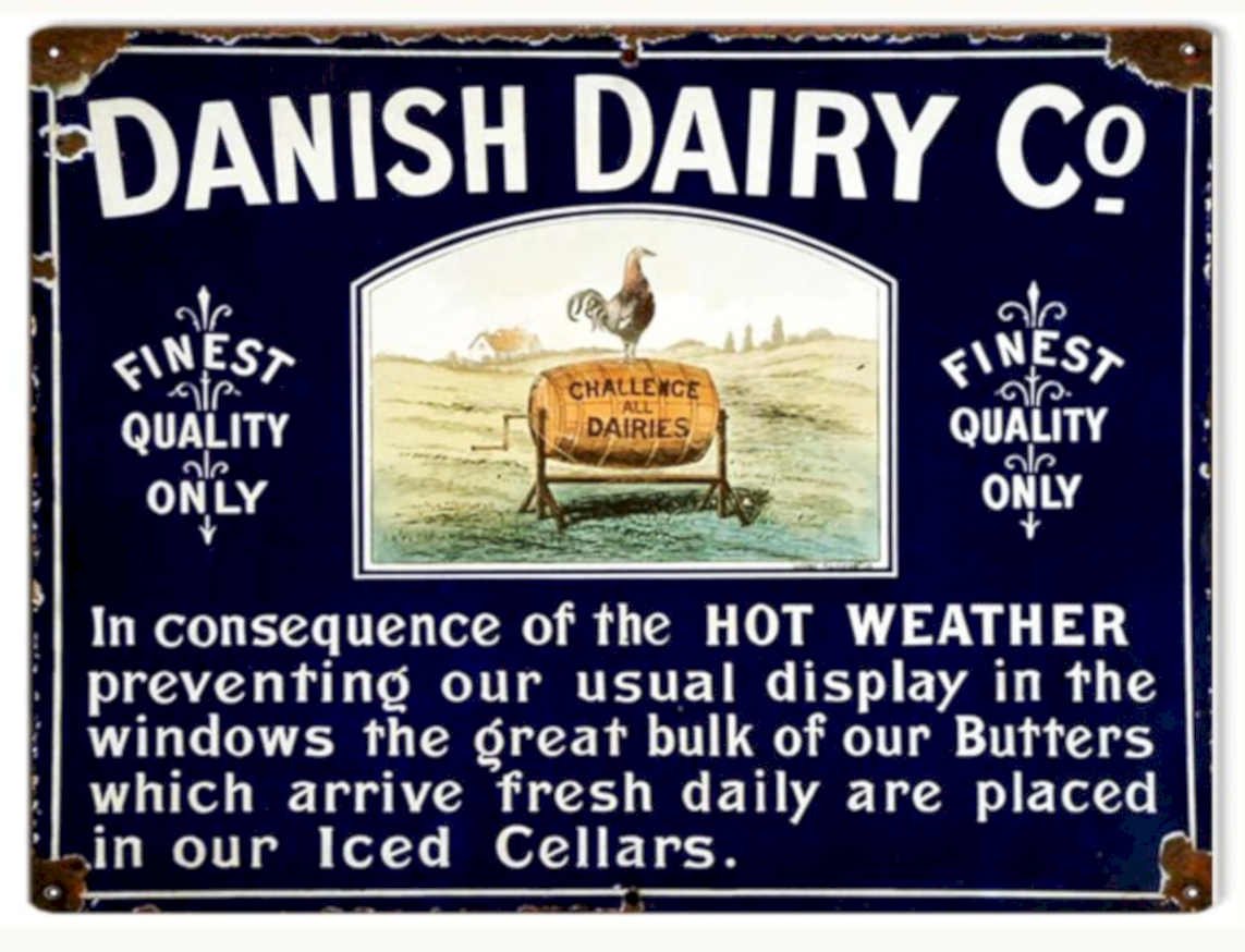Danish Dairy Sign Vintage Retro Advert Ads A4 Photo Print