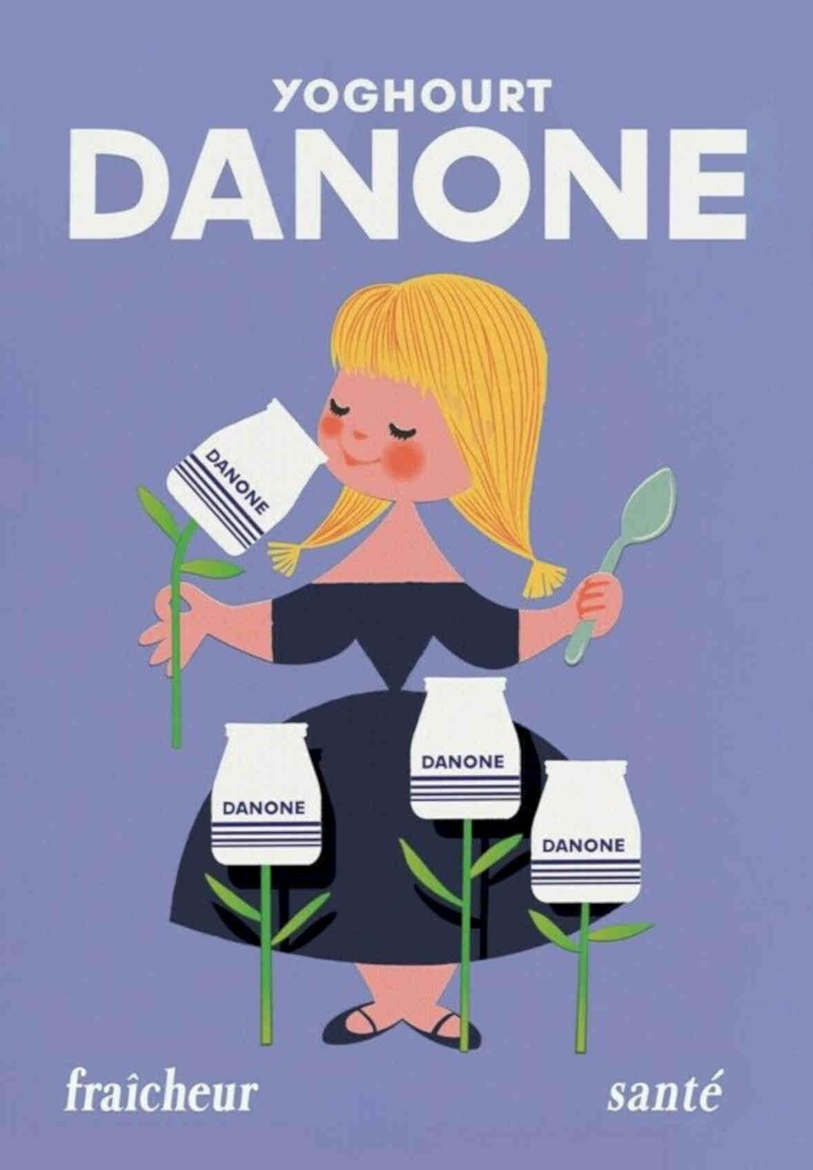 Danone Yogurt Containers Vintage Retro Advert Poster A4 Photo Print