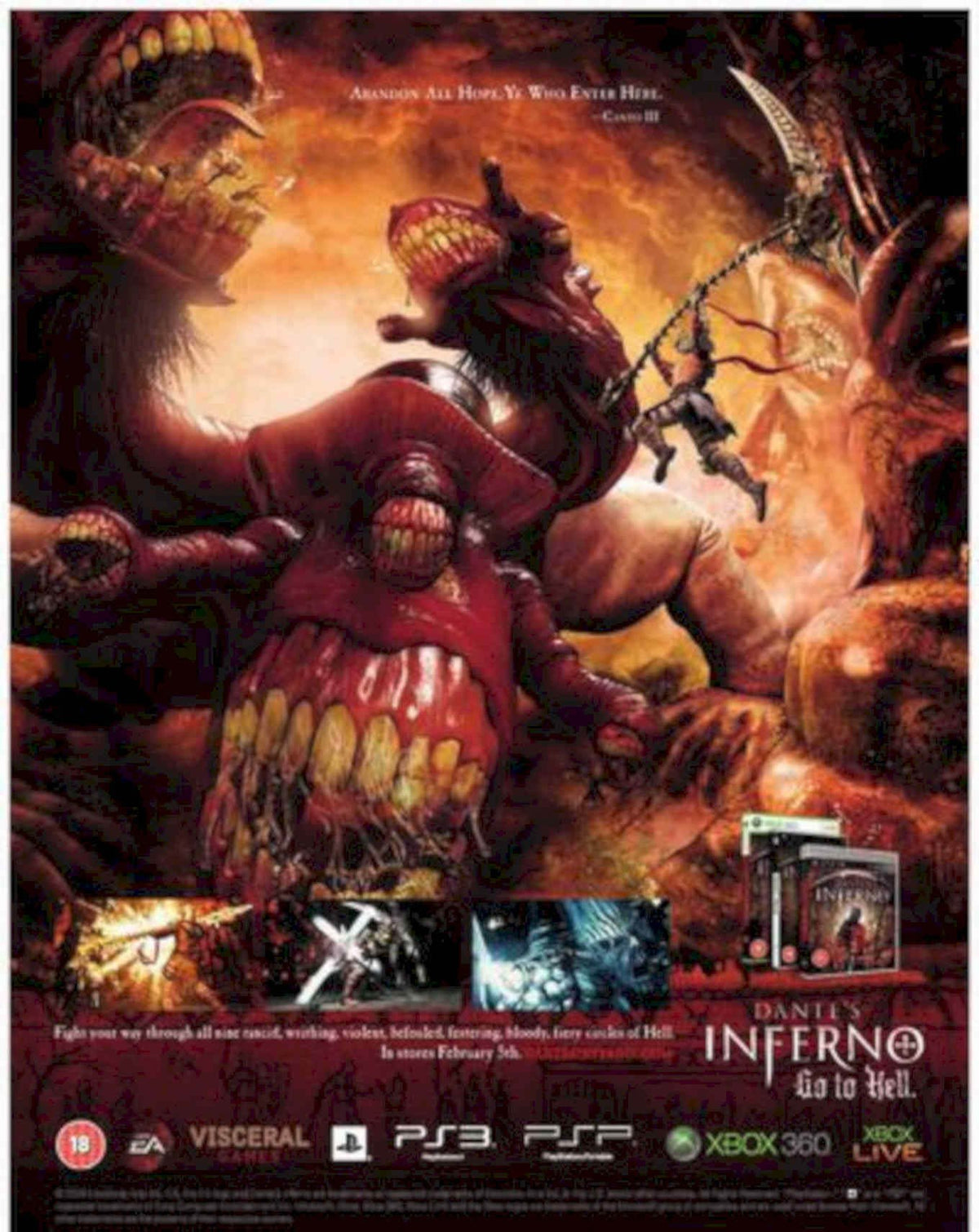 Dantes Inferno Hell Vintage Retro Advert Poster A4 Photo Print
