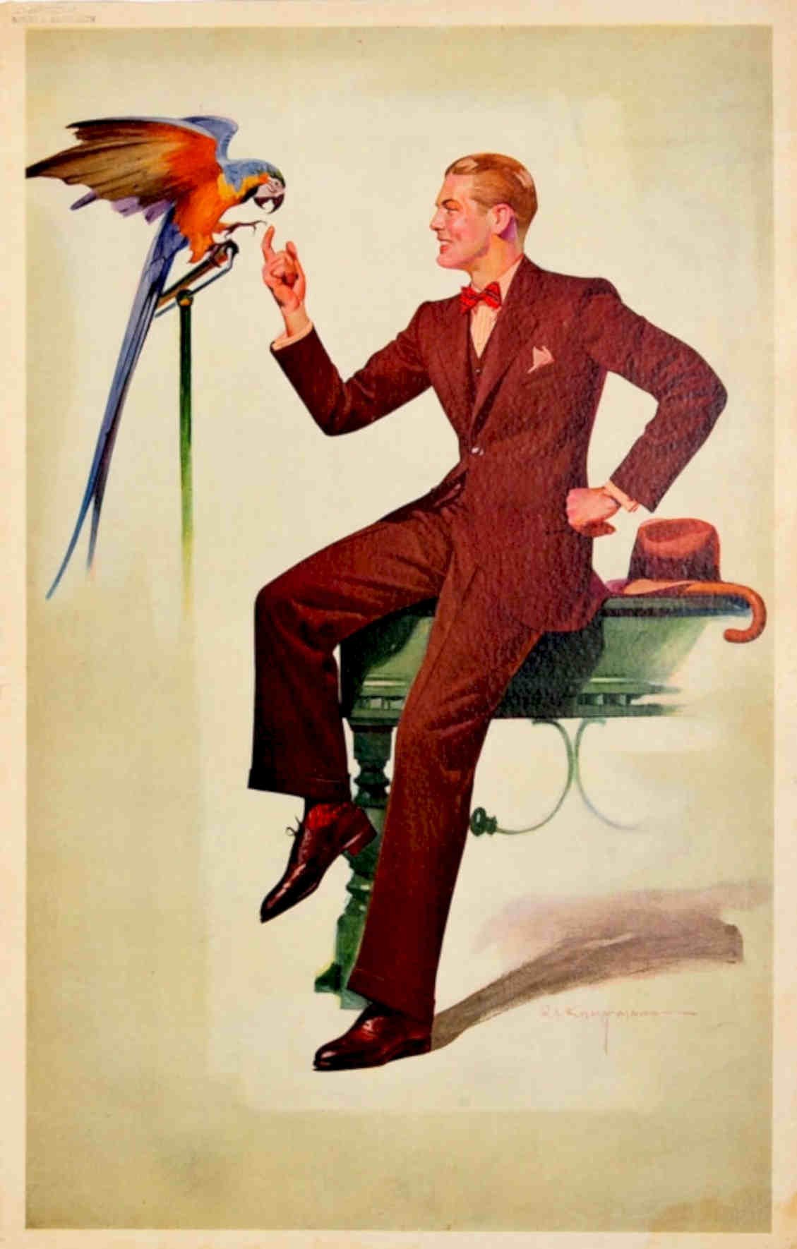 Dapper Gentleman Parrot Vintage Retro Advert Poster A4 Photo Print