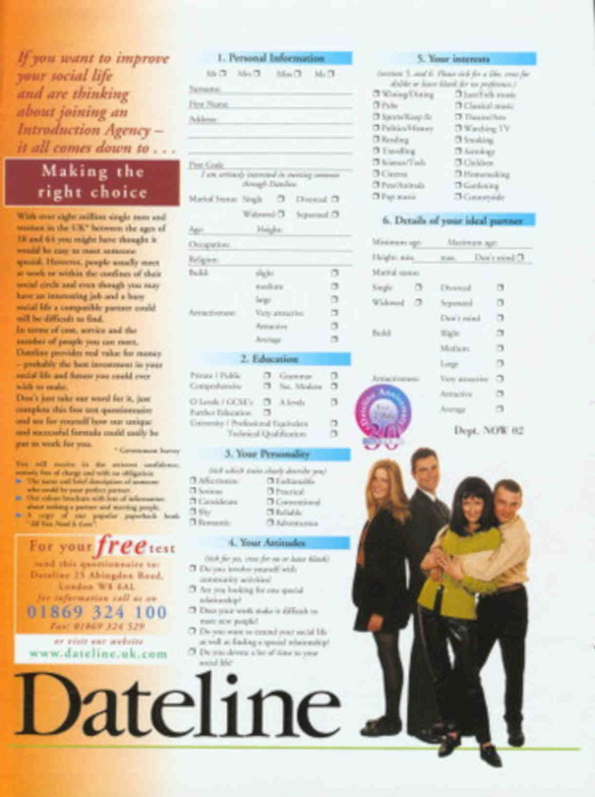 Dateline Questionnaire People Vintage Retro Advert Poster A4 Photo Print