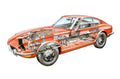Datsun 240Z 1972 cutaway A4 Photo Print