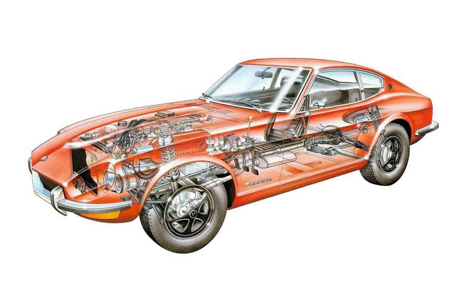 Datsun 240Z 1972 cutaway A4 Photo Print