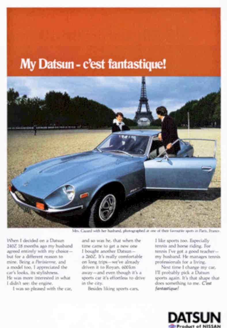 Datsun 260z Paris Vintage Retro Advert Poster A4 Photo Print