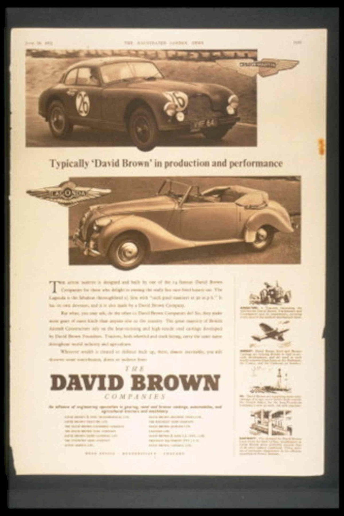 David Brown Jaguar 1950s Vintage Retro Advert Poster