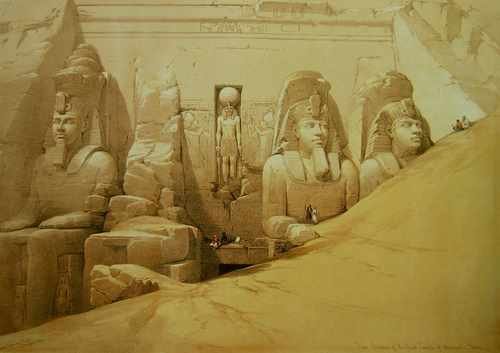 David Roberts Colossal Figures In Front Of The Great Temple Of Abu Simbel A4 Photo Print