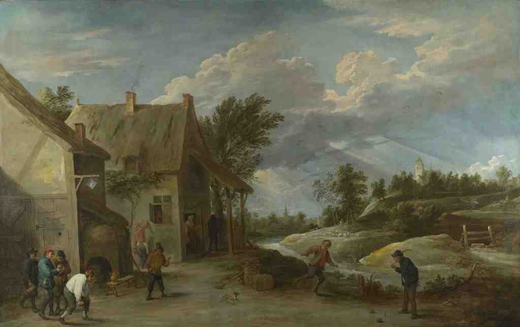 David Teniers the Younger Peasants playing Bowls outside a Village Inn A4 Photo Print