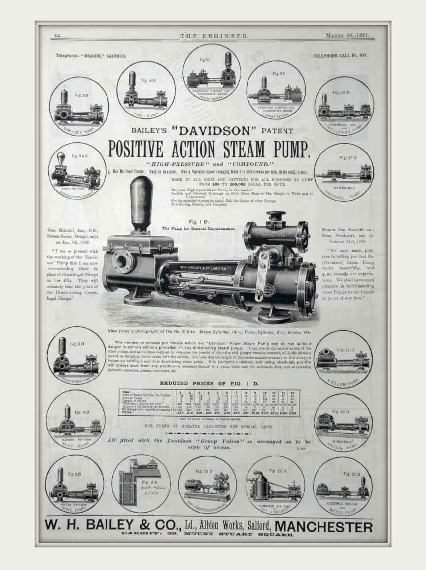 Davidson Pump 1911 Vintage Retro Advert Poster A4 Photo Print
