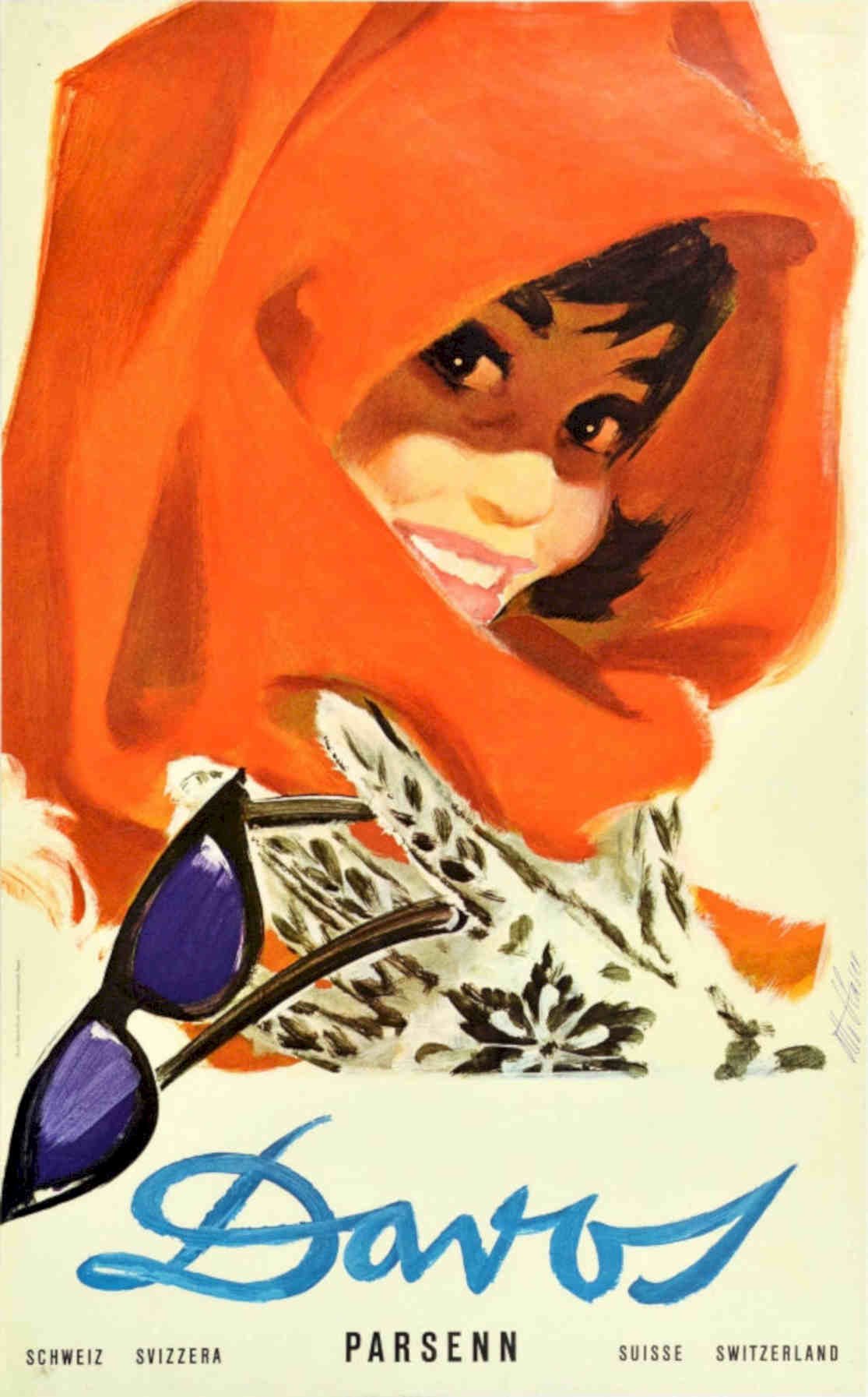 Davos Parsenn Winter Vintage Retro Advert Poster A4 Photo Print