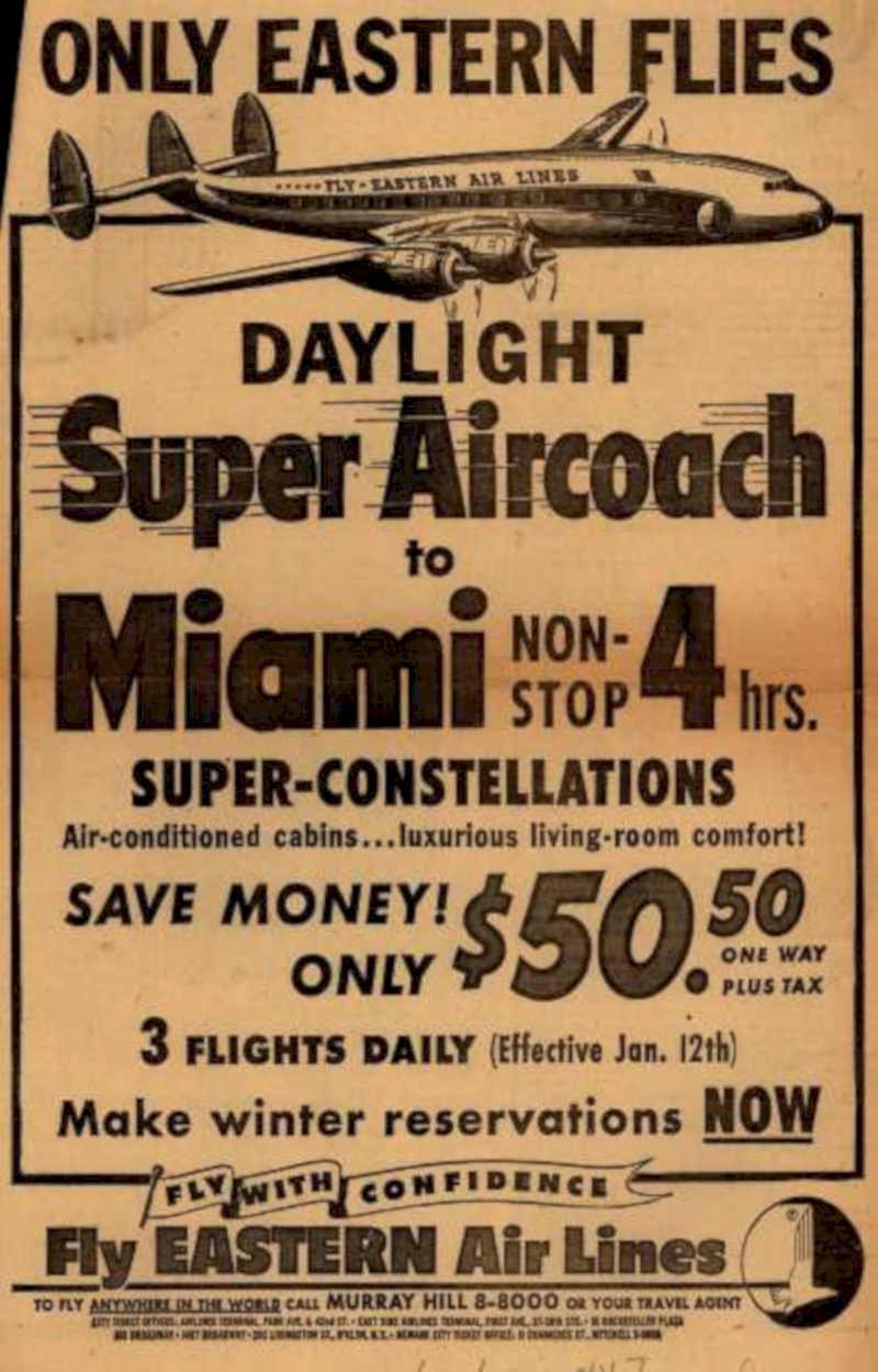 Dc3 Airline Miami Vintage Retro Advert Ads A4 Photo Print