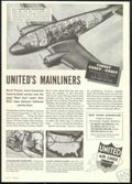 Dc3 Mainliner United Vintage Retro Advert Ads A4 Photo Print
