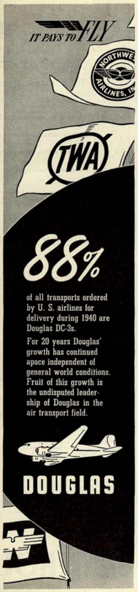 Dc3 Twa Douglas Vintage Retro Advert Ads A4 Photo Print
