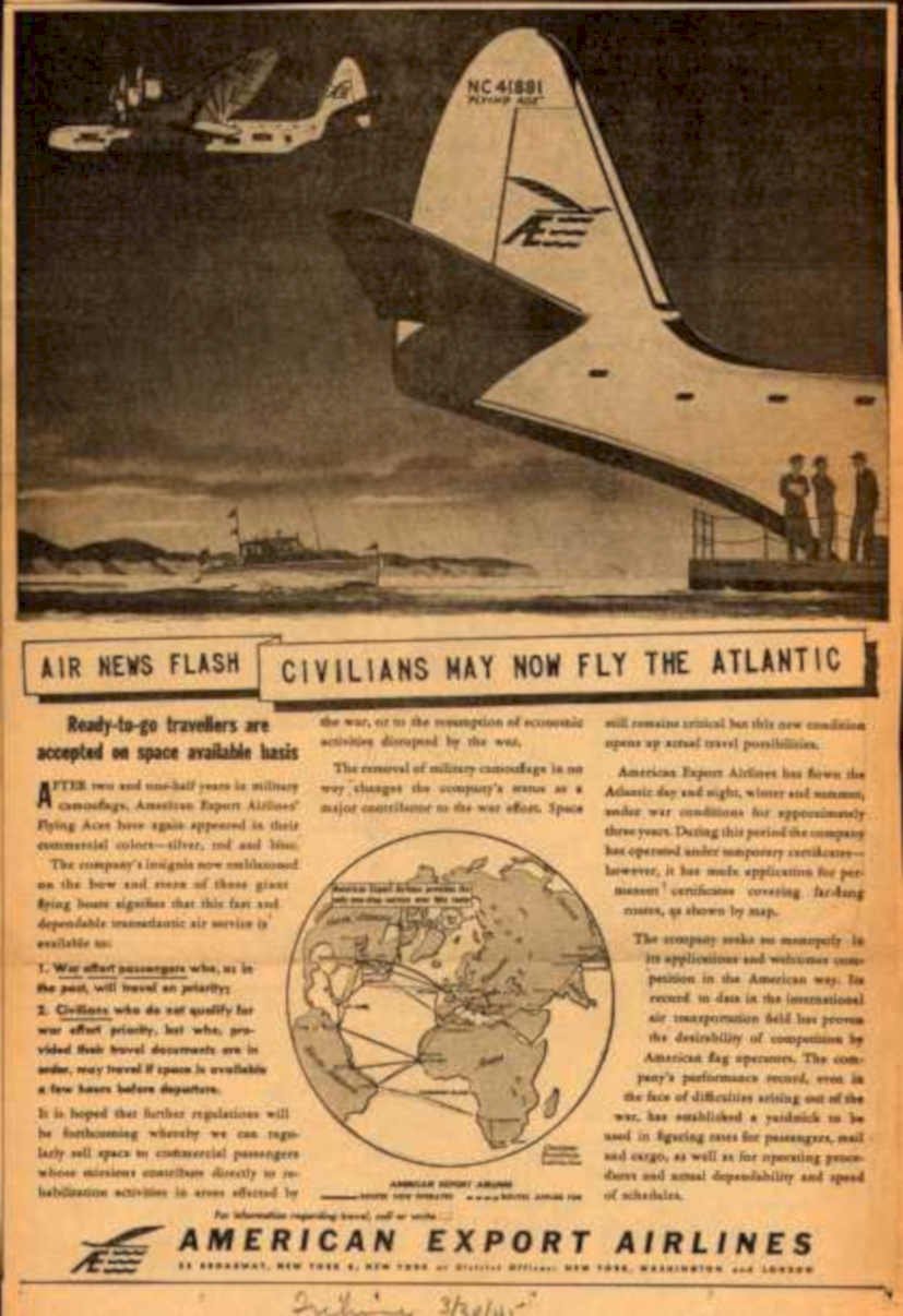 Dc4 Atlantic Flight Vintage Retro Advert Ads A4 Photo Print