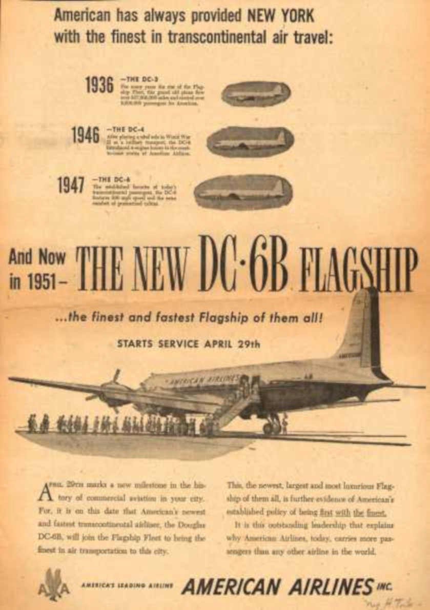 Dc6 Flagship Airline Vintage Retro Advert Ads A4 Photo Print