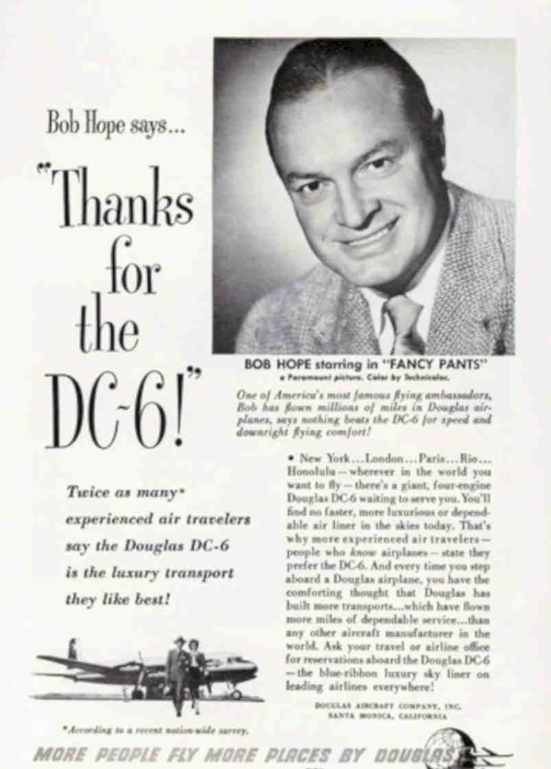 Dc6 Hope Flight Vintage Retro Advert Poster A4 Photo Print