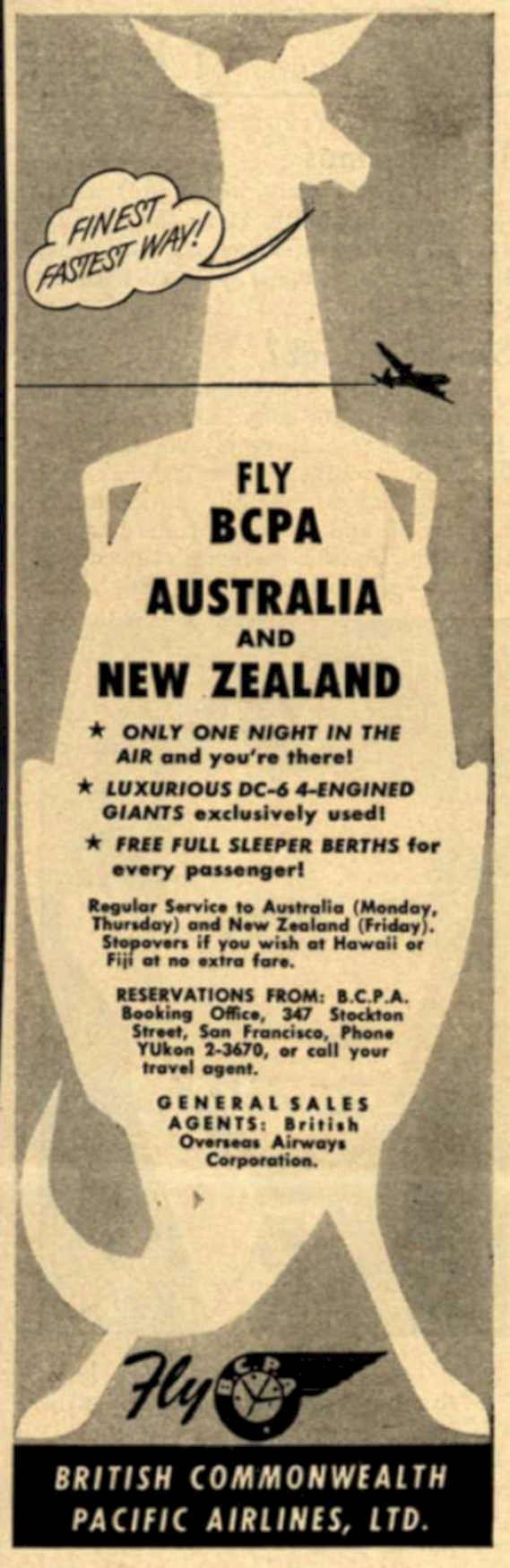 Dc6 Kangaroo Bcpa Vintage Retro Advert Ads A4 Photo Print