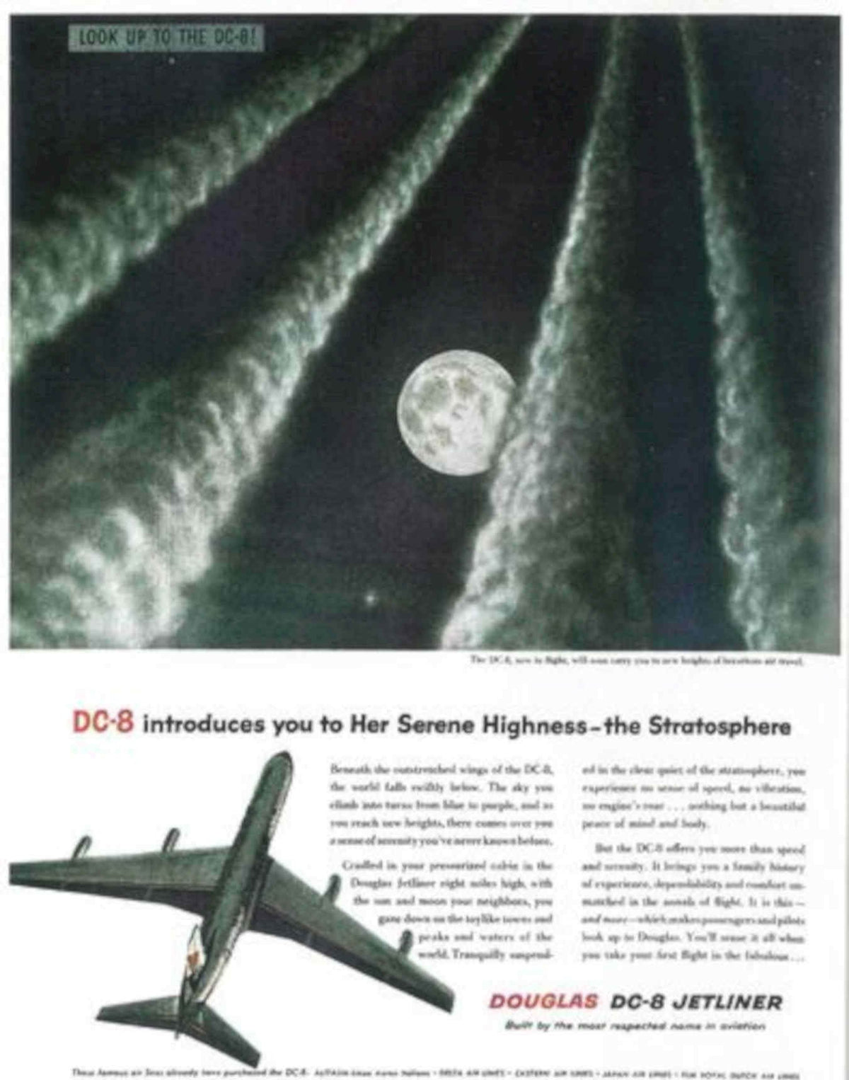 Dc8 Jetliner Flight Vintage Retro Advert Poster A4 Photo Print