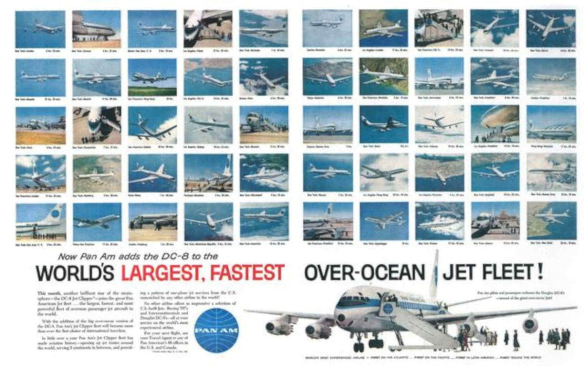 Dc8 Panam Jets Vintage Retro Advert Poster A4 Photo Print