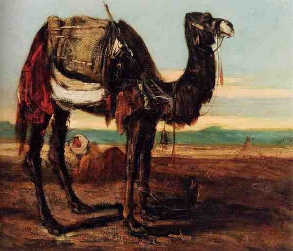 Decamps Alexandre Gabriel A Bedouin And A Camel Resting In A Desert Landscape A4 Photo Print