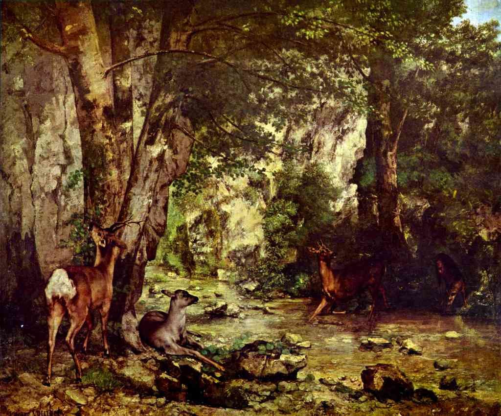 Deer In The Woods Courbet Impressionism A4 Photo Print