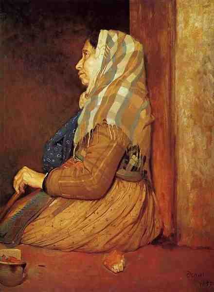 Degas Edgar A Roman Beggar Woman A4 Photo Print
