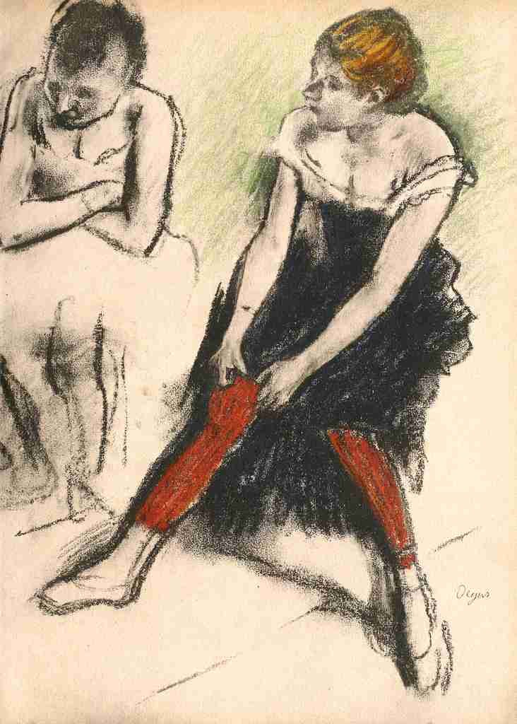 Degas Edgar Dancer in red stockings A4 Photo Print