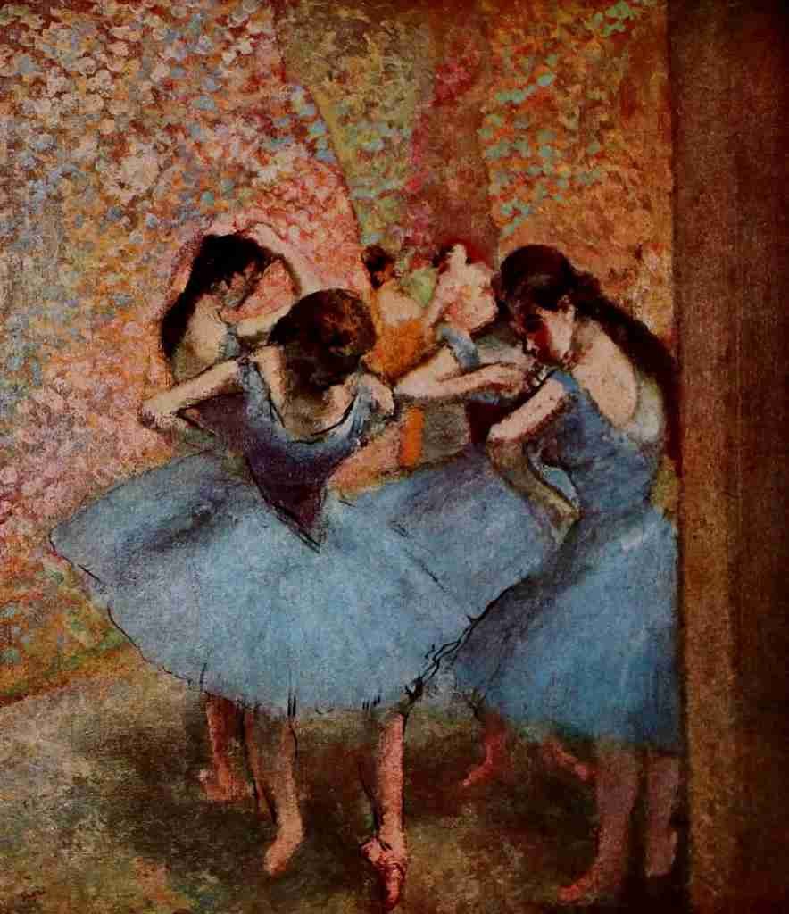 Degas Edgar Dancing girls in blue A4 Photo Print