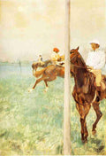 Degas Edgar Jockeys before the start with flagpoll 1879 A4 Photo Print