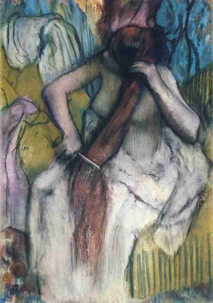 Degas Edgar Woman combing her hair c1887 A4 Photo Print