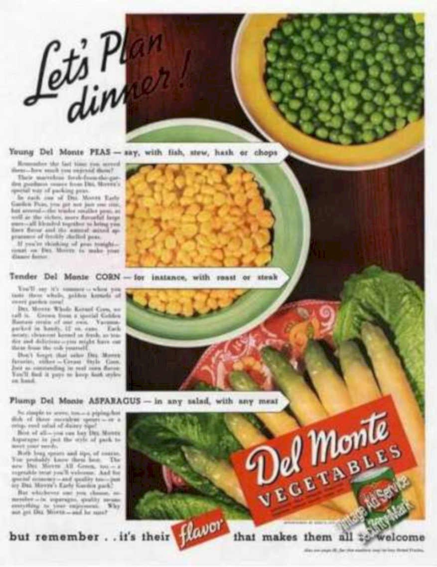 Del Monte Vegetables 5 Vintage Retro Advert Ads A4 Photo Print
