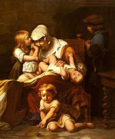 Delaroche Paul Juene Mere Et Ses Enfants A4 Photo Print