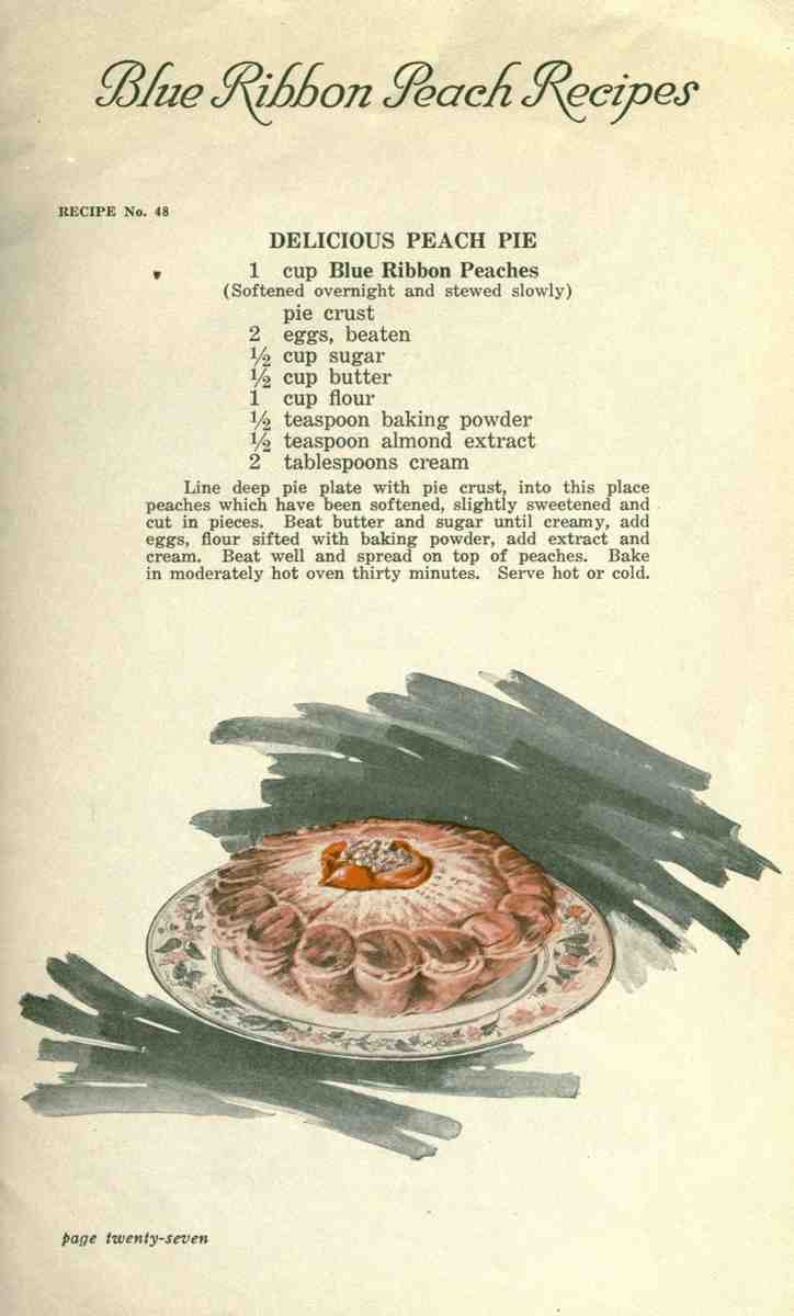 Delicious Recipes by California Peach Growers 1920 Delicious Peach Pie A4 Photo Print