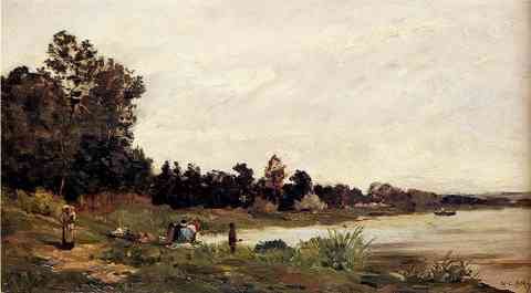Delpy Hippolyte Camille Washerwomen In A River Landscape A4 Photo Print