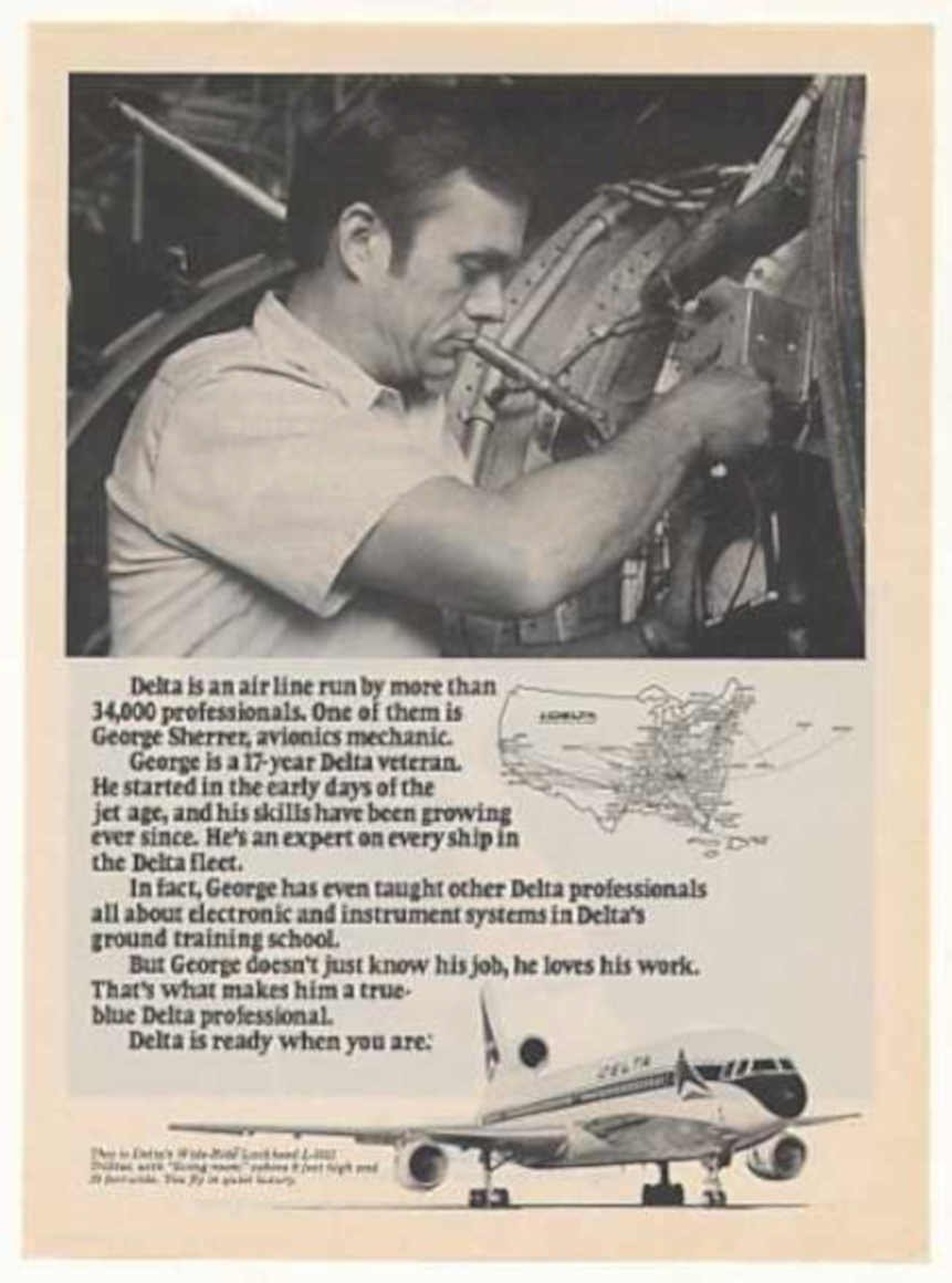 Delta 727 Mechanic Vintage Retro Advert Ads A4 Photo Print