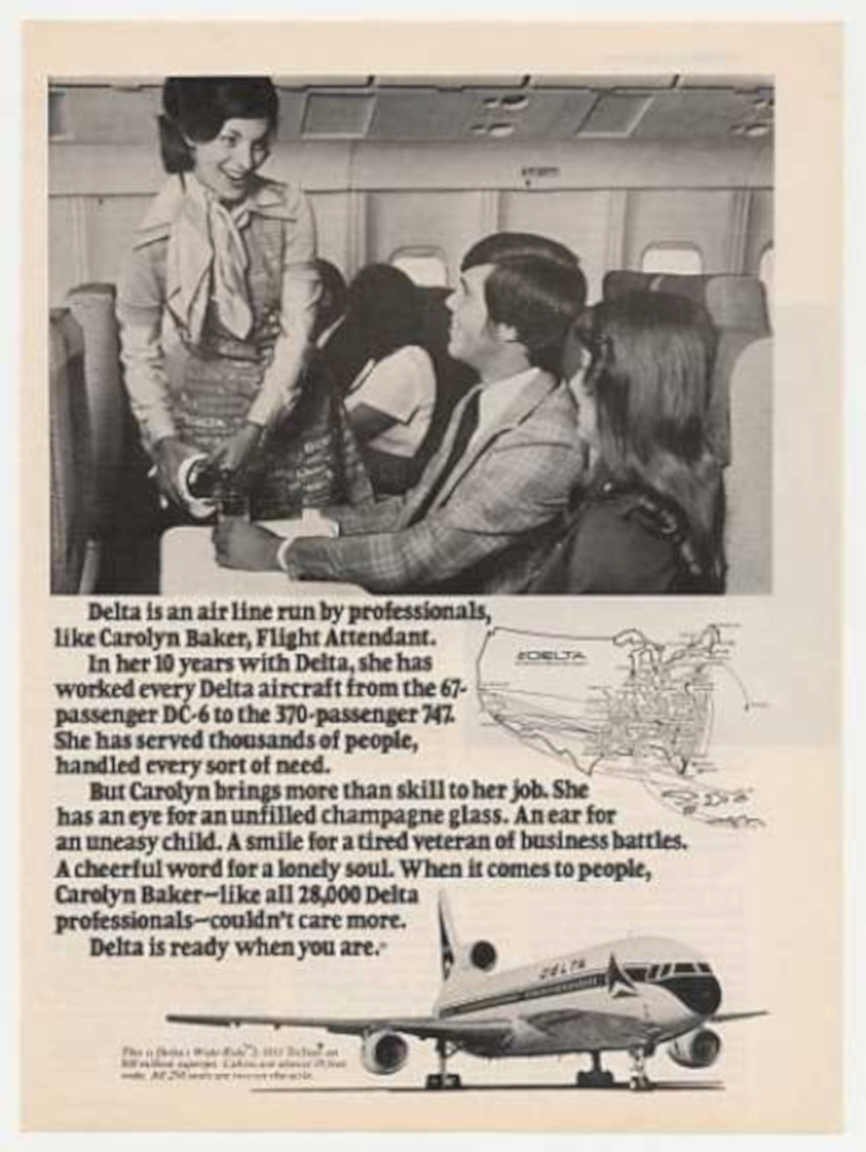 Delta 747 Flight Vintage Retro Advert Ads A4 Photo Print